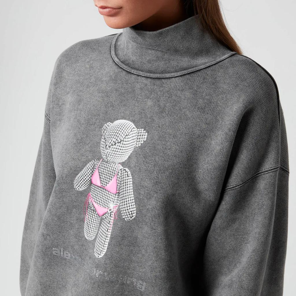 商品Alexander Wang|Alexander Wang Women's Classic Mock Neck Sweatshirt with Teddy Bear Print - Acid Black,价格¥2428,第6张图片详细描述