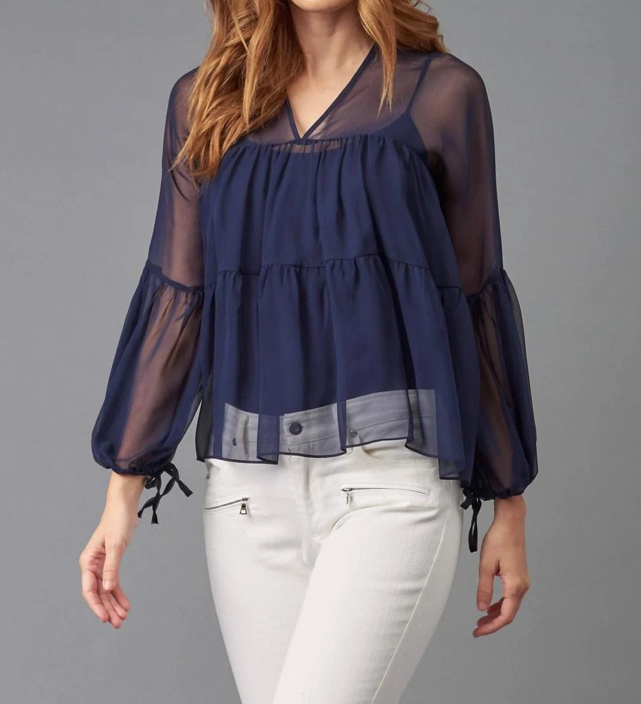 商品Lola & Sophie|Chiffon Sheer Tiered Top in Navy,价格¥894,第1张图片