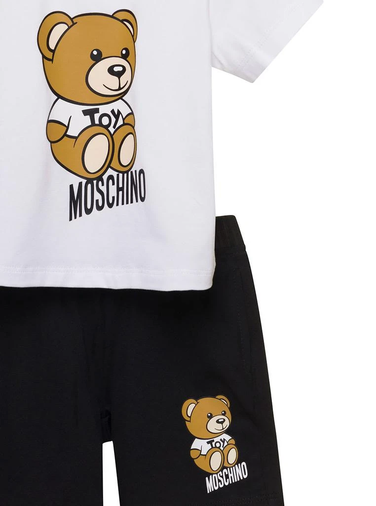 商品Moschino|Moschino Black And White T-shirt And Shorts Suit With Teddy Bear Print In Stretch Cotton Baby,价格¥840,第3张图片详细描述