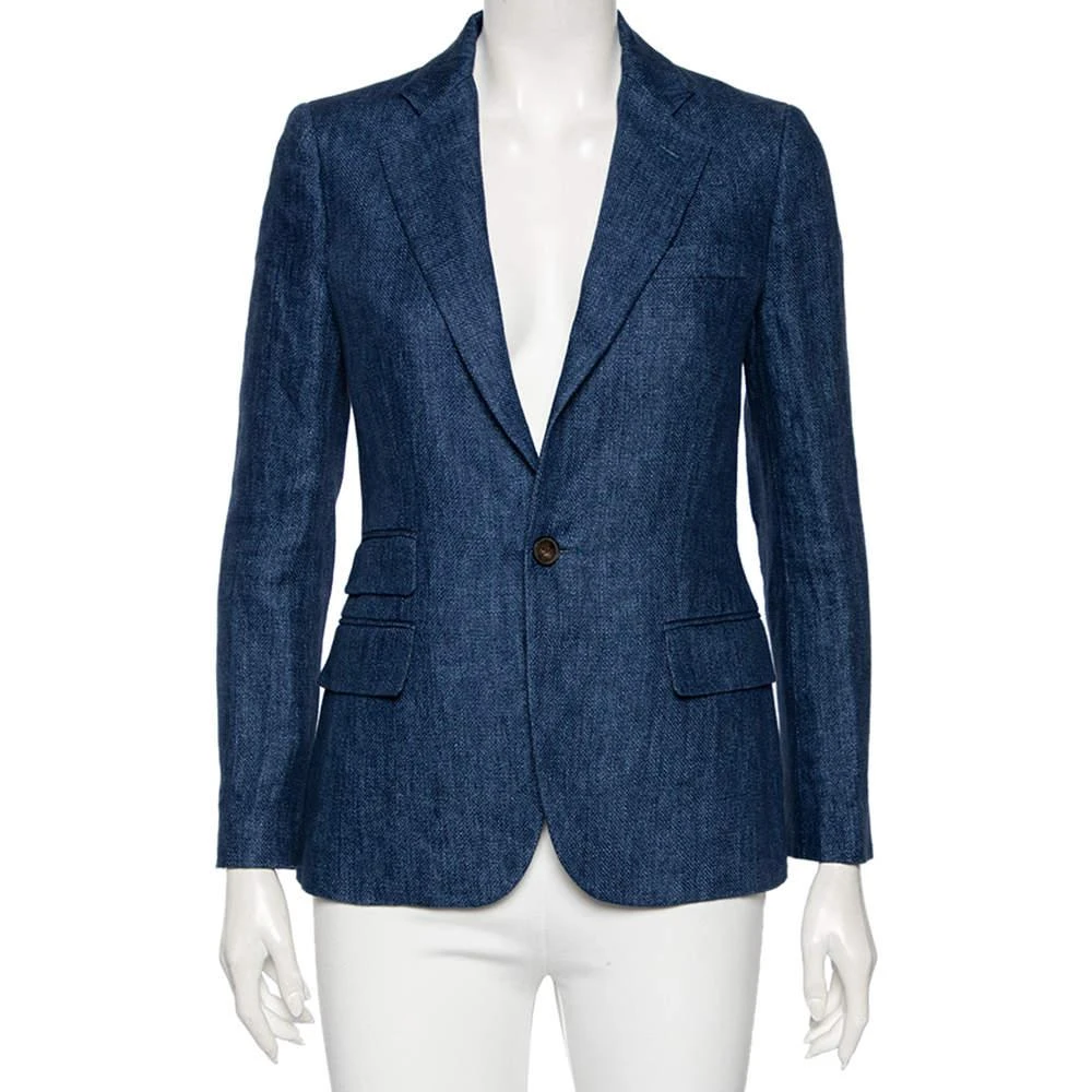 商品[二手商品] Ralph Lauren|Polo Ralph Lauren Indigo Blue Linen Button Front Blazer S,价格¥1759,第1张图片