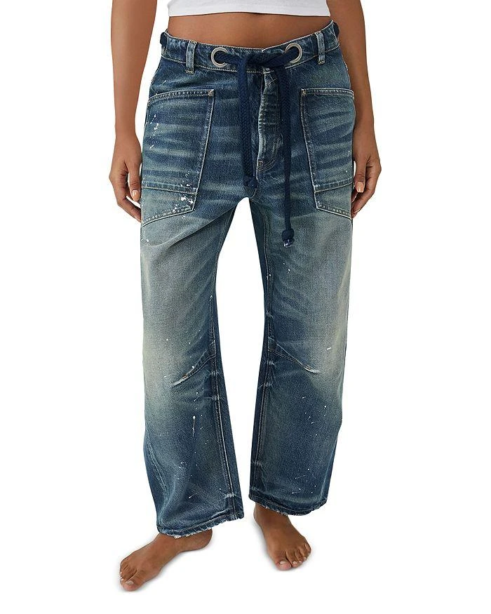 商品Free People|We The Free Moxie Low Slung Pull On Barrel Jeans in Timeless Blue,价格¥1090,第1张图片详细描述