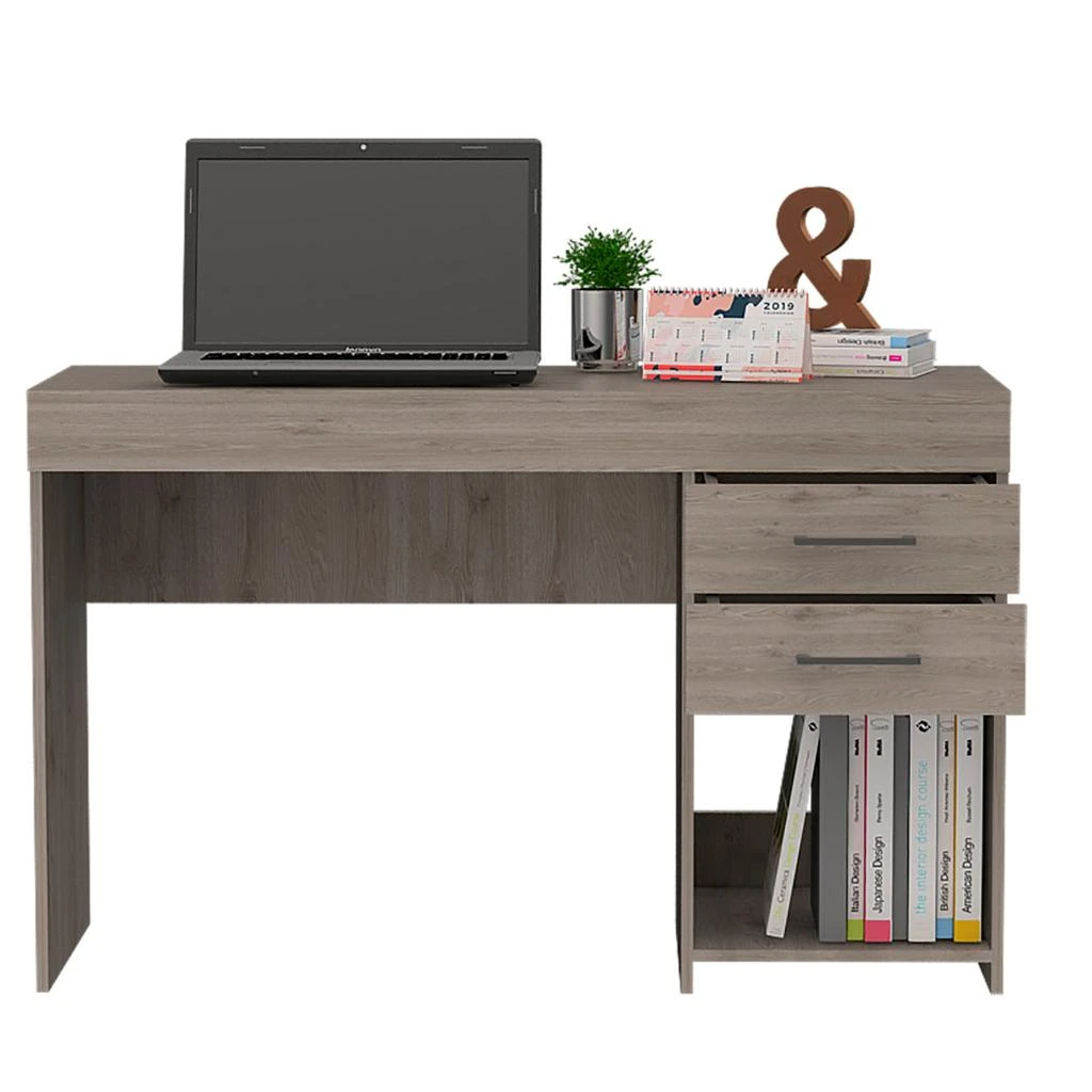 商品Simplie Fun|Berkeley 1-Shelf 2-Drawer Computer Desk Light Grey,价格¥2892,第2张图片详细描述