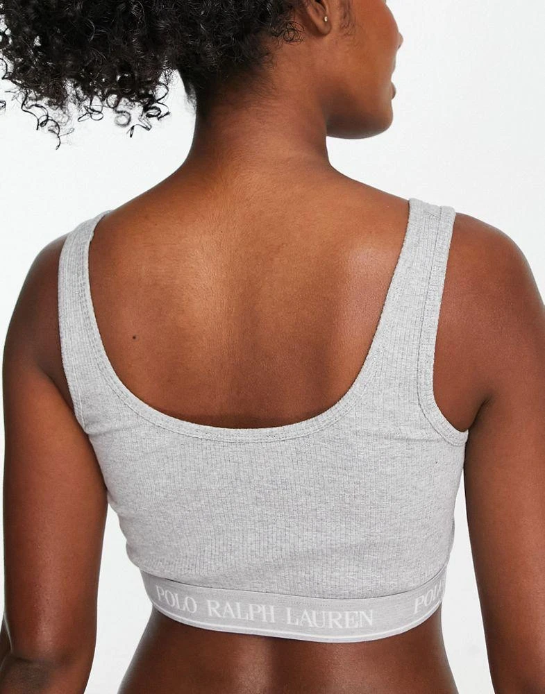 商品Ralph Lauren|Polo Ralph Lauren logo banded hem bralette tank in grey,价格¥298,第2张图片详细描述