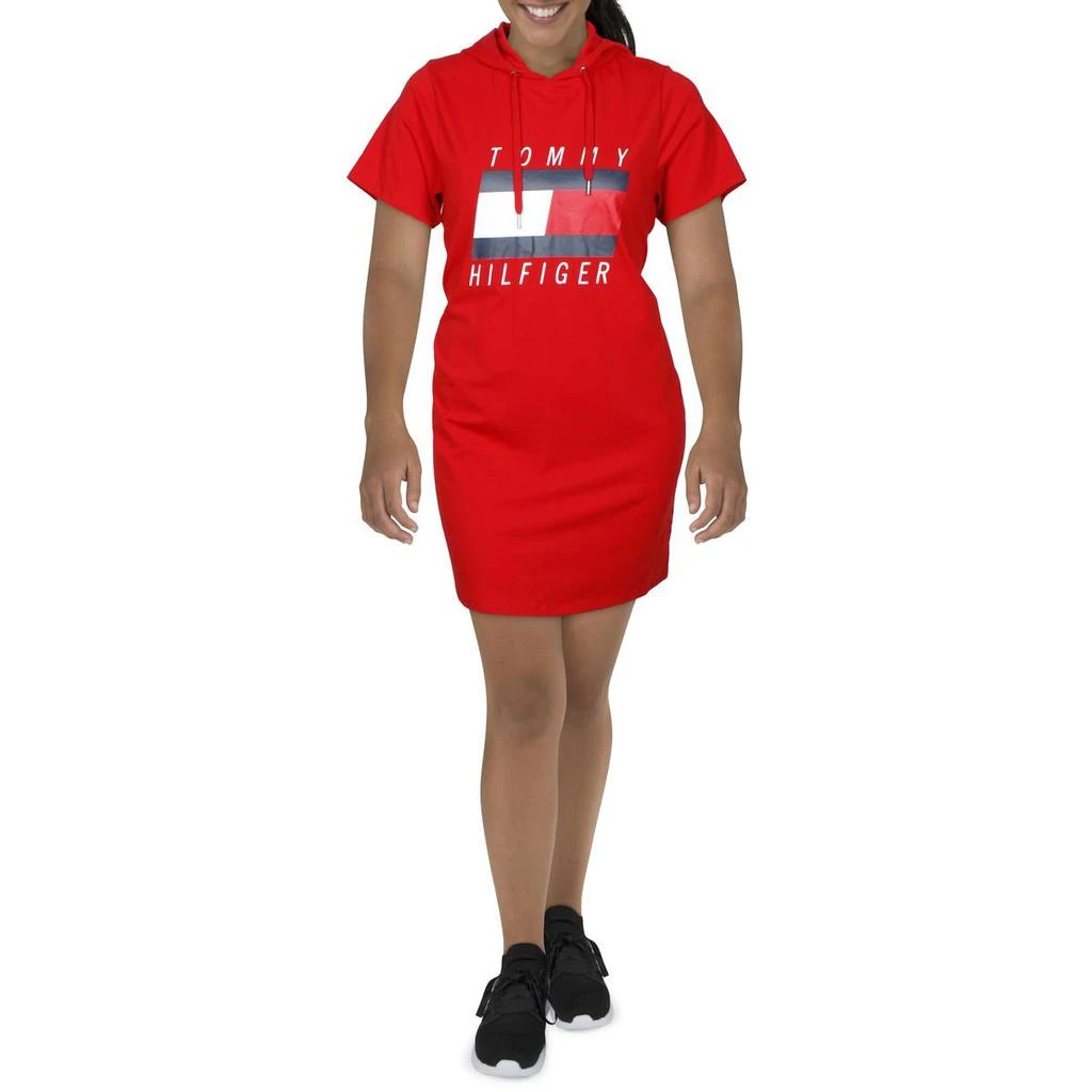商品Tommy Hilfiger|Tommy Hilfiger Sport Womens Plus Hooded Short Sleeve Athletic Dress,价格¥108,第1张图片
