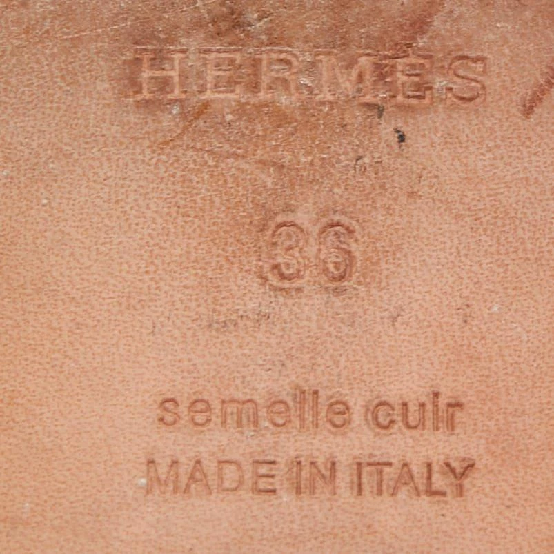 Hermes Tan Leather Omaha Flat Slides Size 36 商品