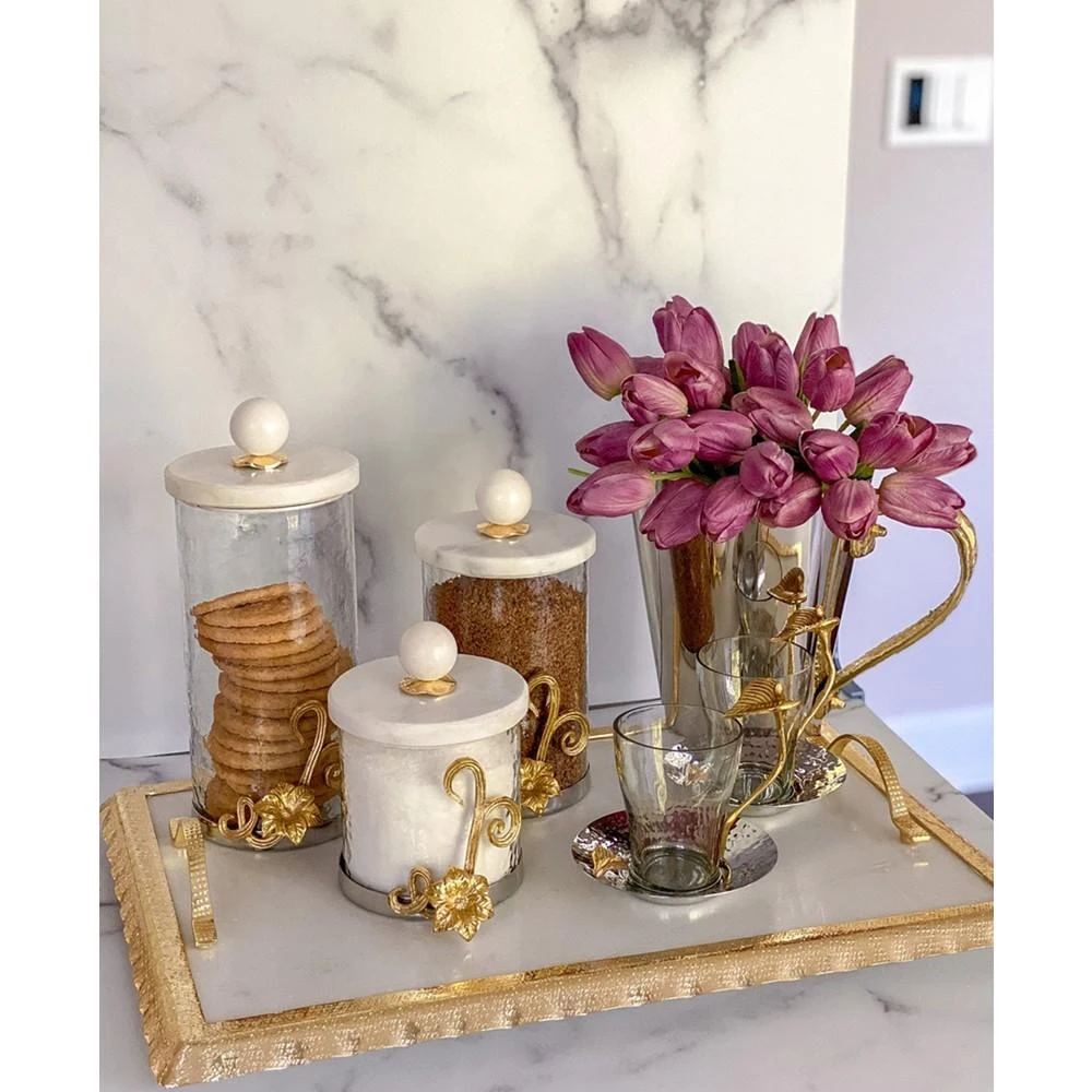 商品Classic Touch|Glass Canister with Design and Marble Lid, Medium,价格¥516,第3张图片详细描述