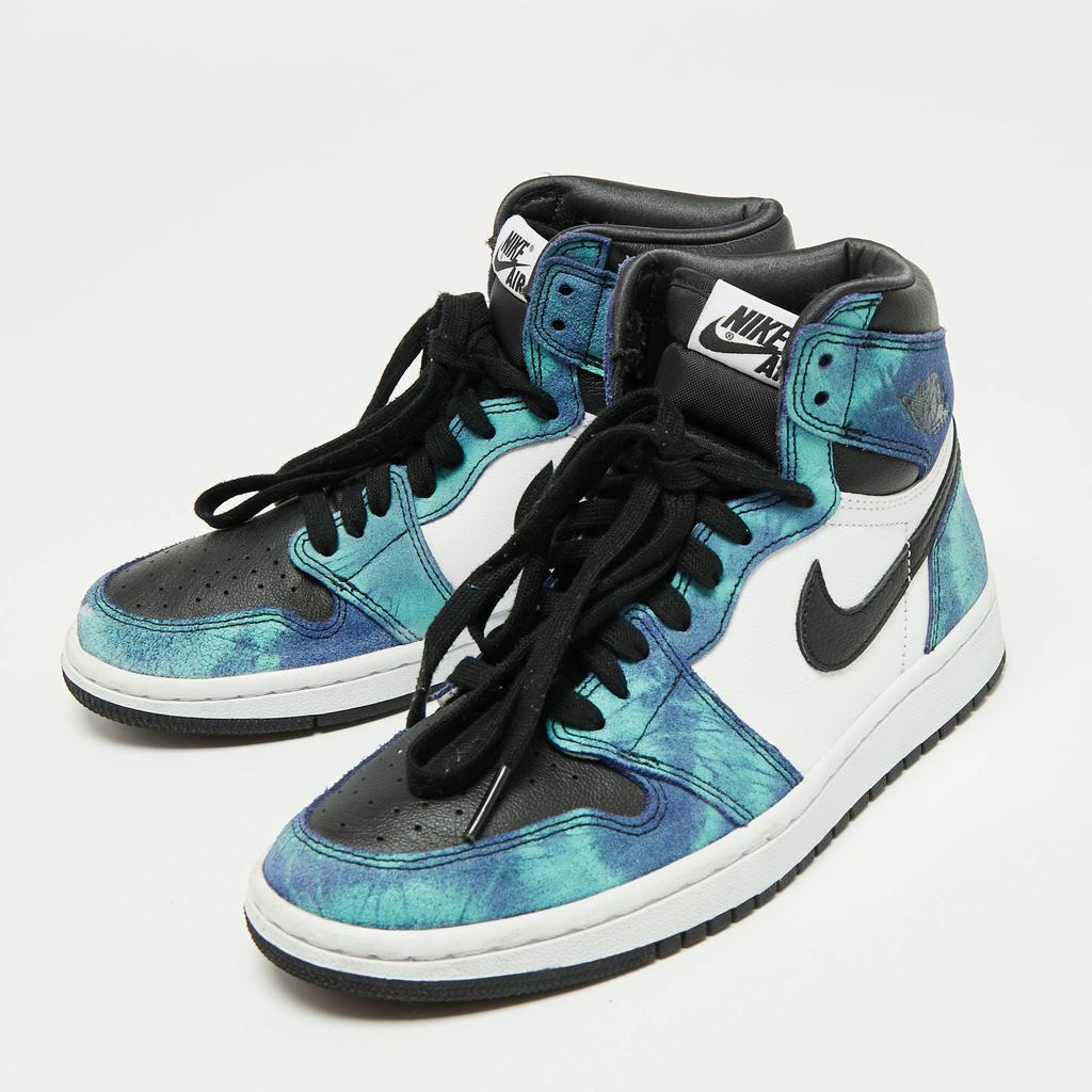 商品[二手商品] NIKE|Nike Jordan Multicolor Leather And Fabric Air Jordan 1 Retro Tie-Dye High Top Sneakers Size 38.5,价格¥2475,第4张图片详细描述