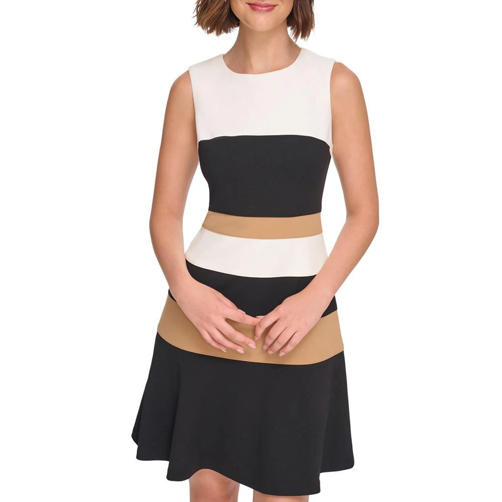 商品Tommy Hilfiger|Women's Colorblocked Scuba Crepe Sleeveless Dress,价格¥599,第3张图片详细描述