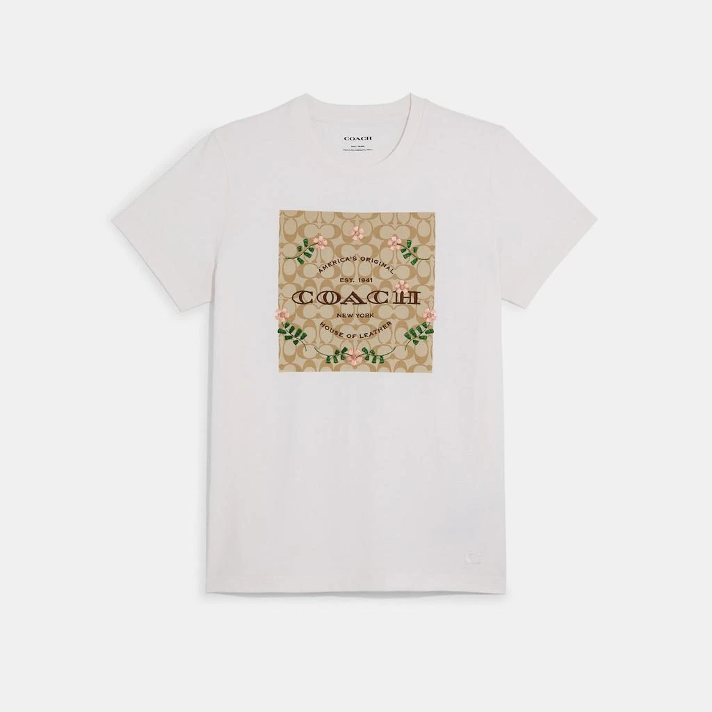 商品Coach|Coach Outlet Signature Floral Knot T Shirt,价格¥646,第1张图片