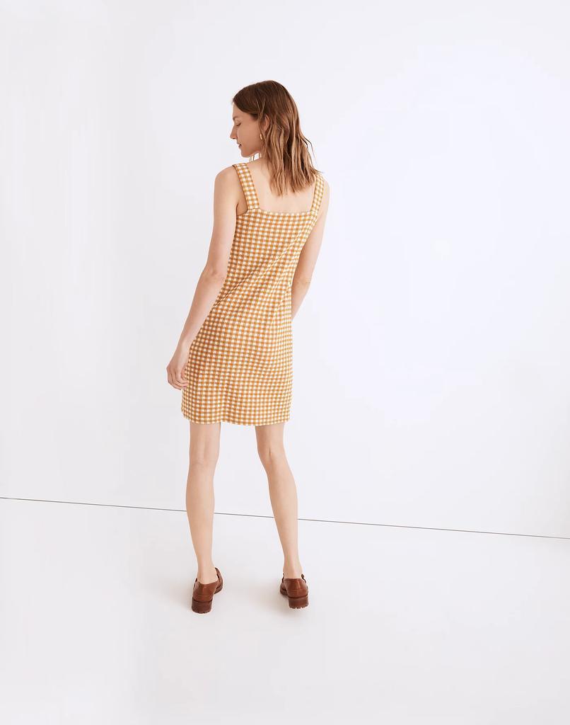 商品Madewell|Jacquard Button-Front Mini Dress in Gingham Check,价格¥224,第5张图片详细描述