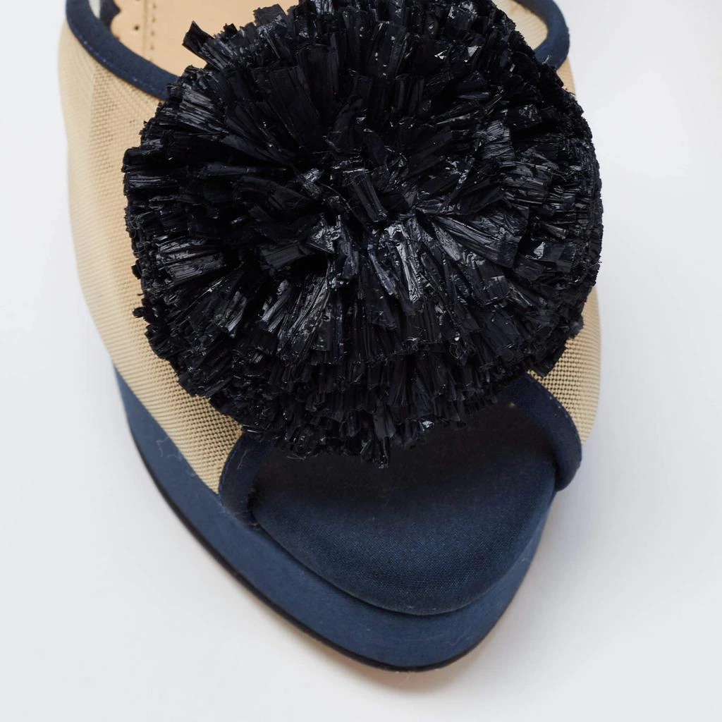 商品[二手商品] Charlotte Olympia|Charlotte Olympia Blue Suede Trim And Mesh Pomoline Pom Pom Platform Sandals Size 37,价格¥1222,第5张图片详细描述