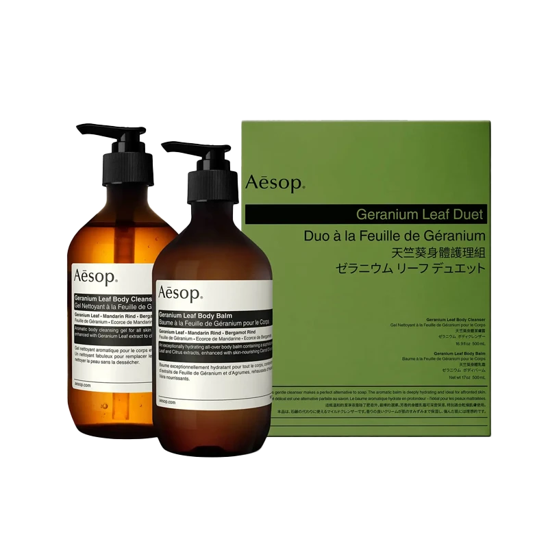 商品Aesop|伊索天竺葵洗护套装[沐浴露500ml+身体乳500ml],价格¥692,第1张图片