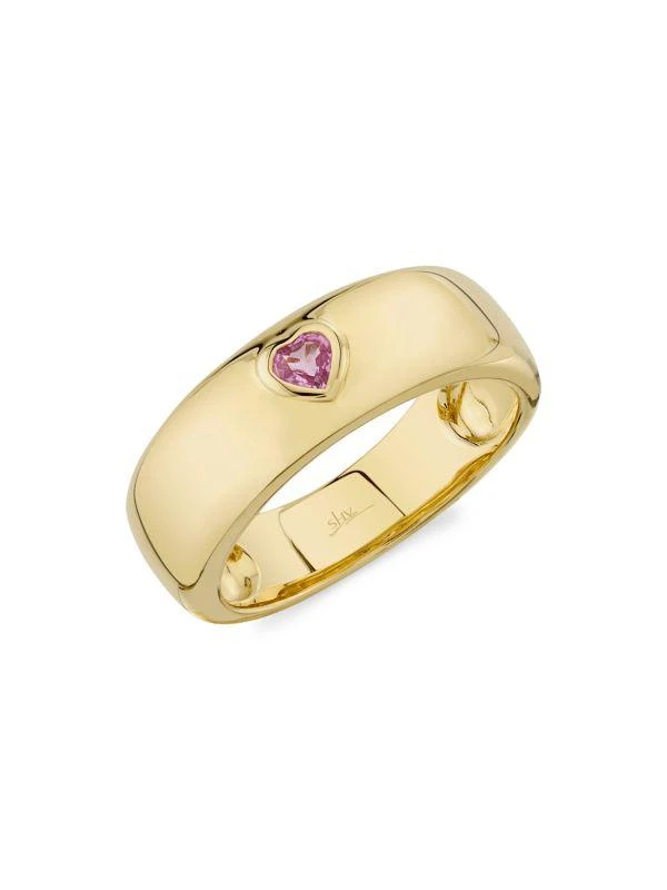 商品Saks Fifth Avenue|14K Yellow Gold & Pink Sapphire Heart Band Ring,价格¥6596,第1张图片