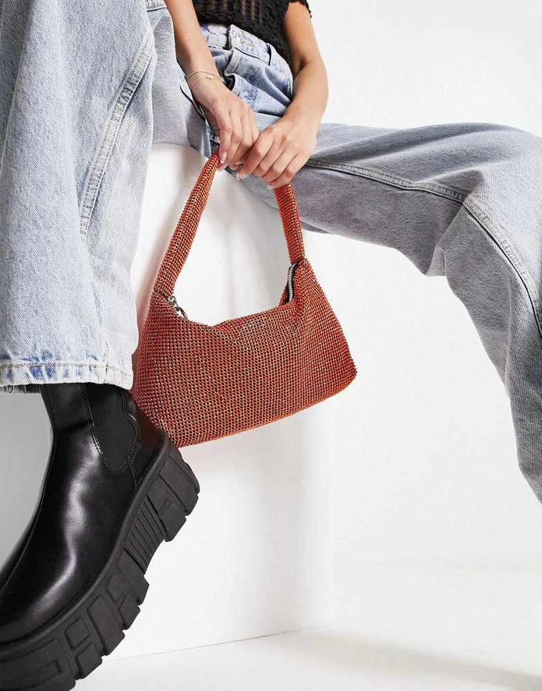 商品Topshop|Topshop Sindy diamante bag in rust,价格¥282,第4张图片详细描述