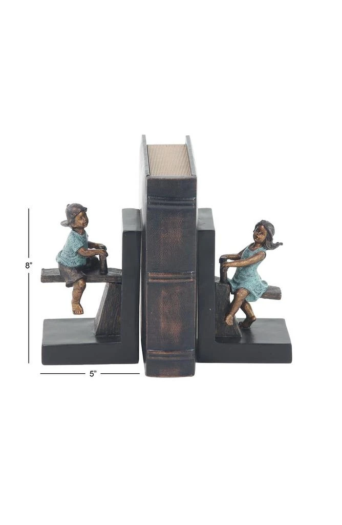 Brown Polystone People Bookends with Swing Set - Set of 2 商品