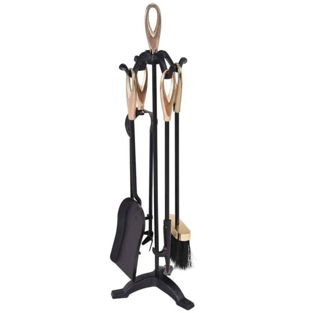 商品Hivvago|5 Pieces Stylish Gold Iron Fireplace Tools Set,价格¥351,第1张图片