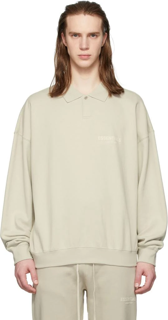 商品Essentials|Beige Long Sleeve Polo,价格¥564,第1张图片