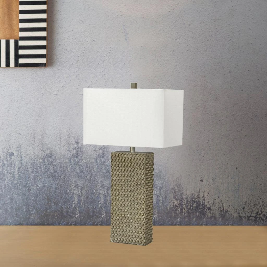 商品Homezia|Set of Two 29" Gold Waffle Table Lamps With White Shade,价格¥1774,第4张图片详细描述