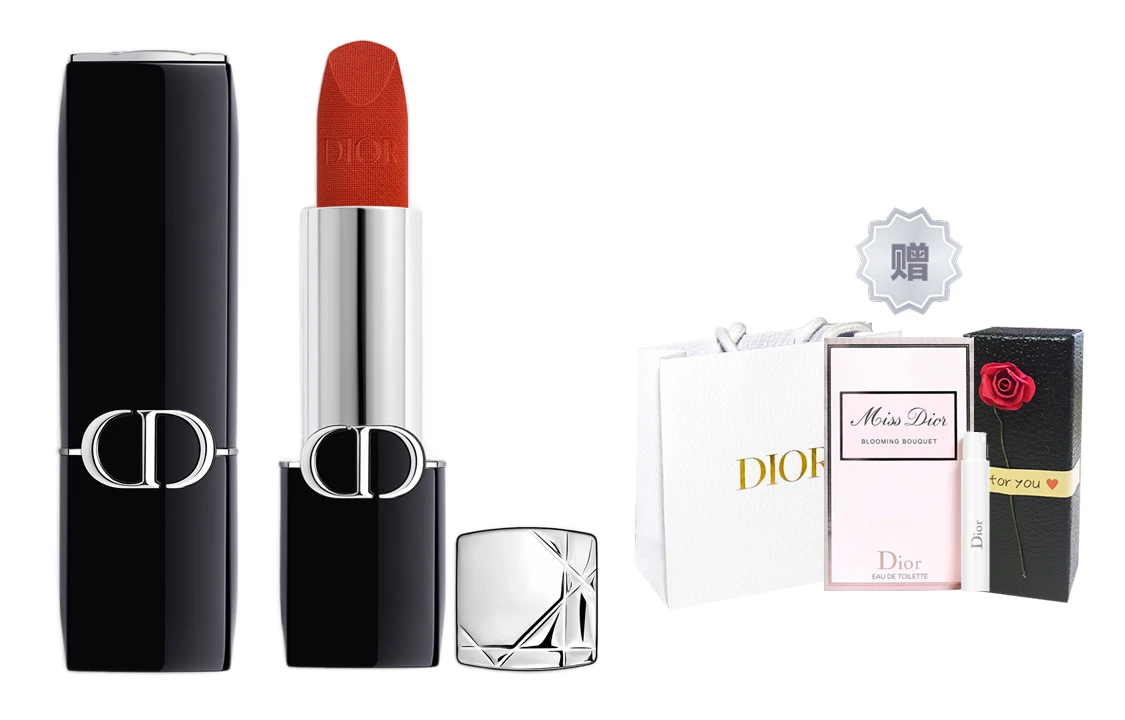 商品[国内直发] Dior|迪奥 烈艳蓝金 全新丝绒口红 缎光 气色 3.5g+1ml,价格¥385,第1张图片