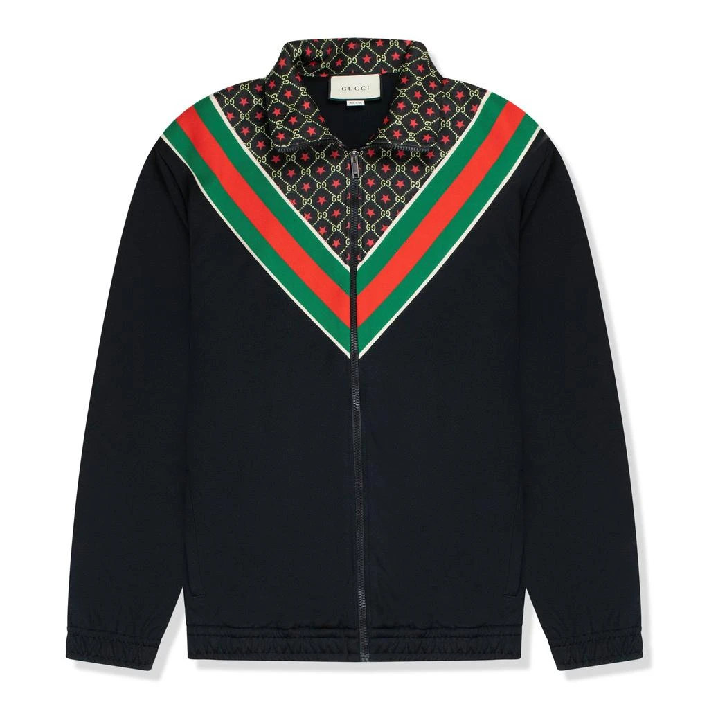 商品Gucci|Gucci GG Supreme Panelled Jersey Jacket Black,价格¥7233,第1张图片