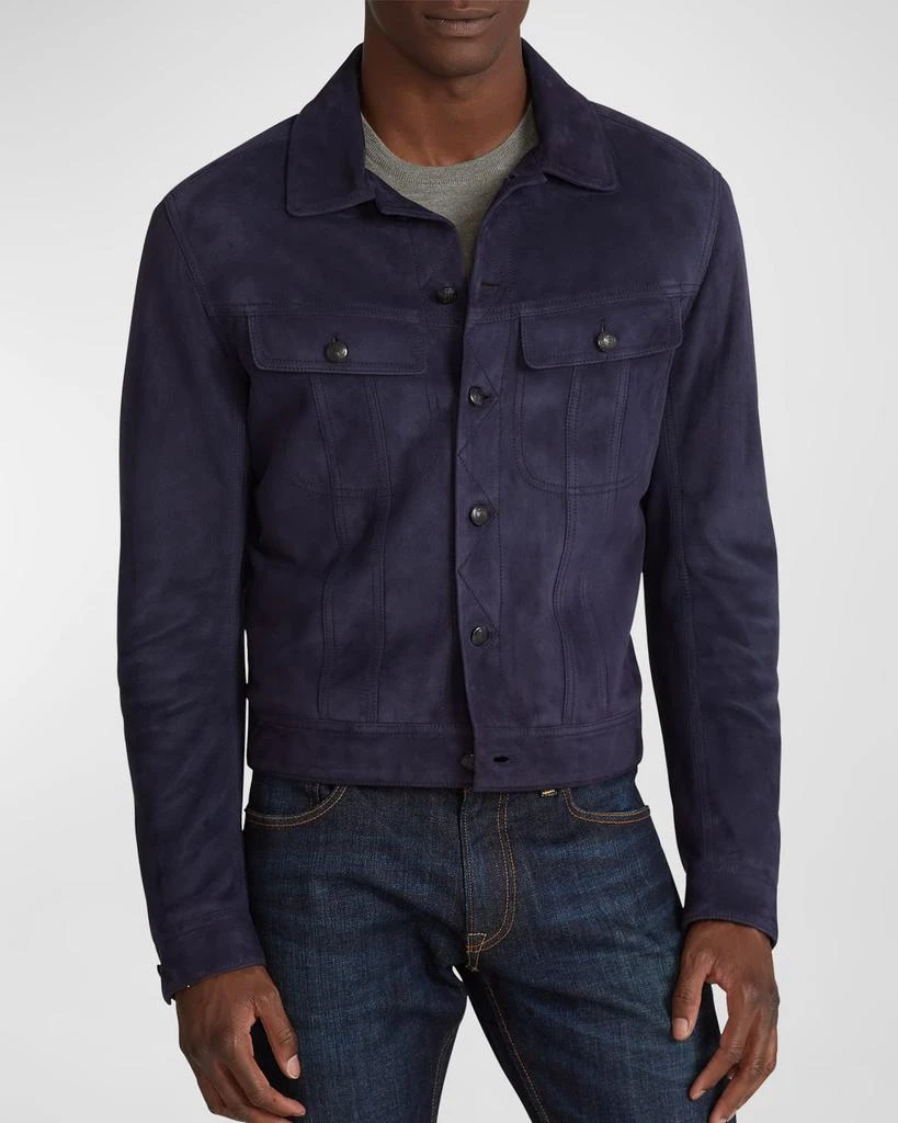 商品Ralph Lauren|Men's Clifton Suede Leather Trucker Jacket,价格¥12833,第1张图片