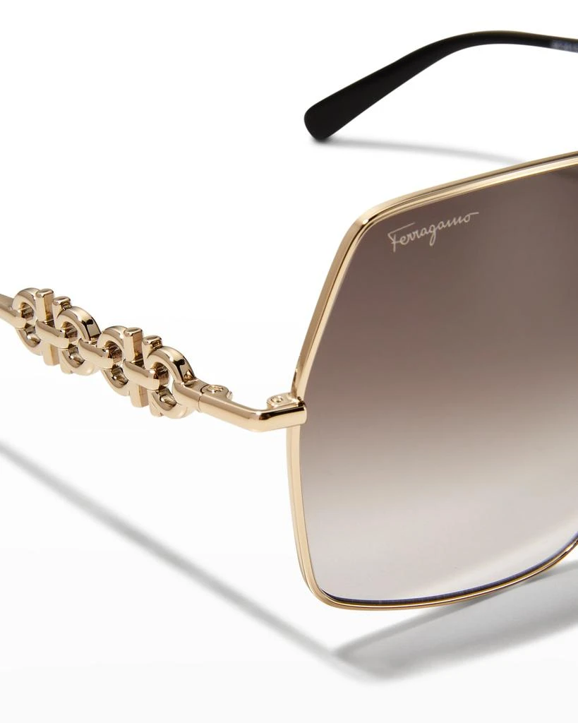 商品Salvatore Ferragamo|Gancini Chain Square Metal Sunglasses,价格¥1375,第4张图片详细描述