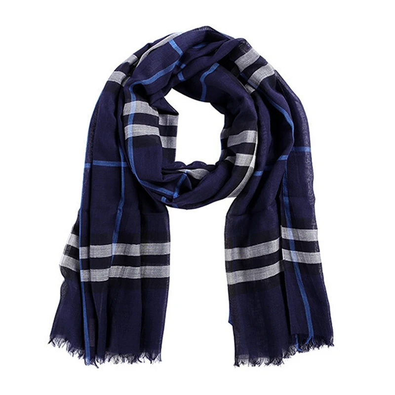 商品[国内直发] Burberry|Burberry 巴宝莉 女士深蓝色羊毛格纹围巾 3931670-深蓝色,价格¥2555,第1张图片