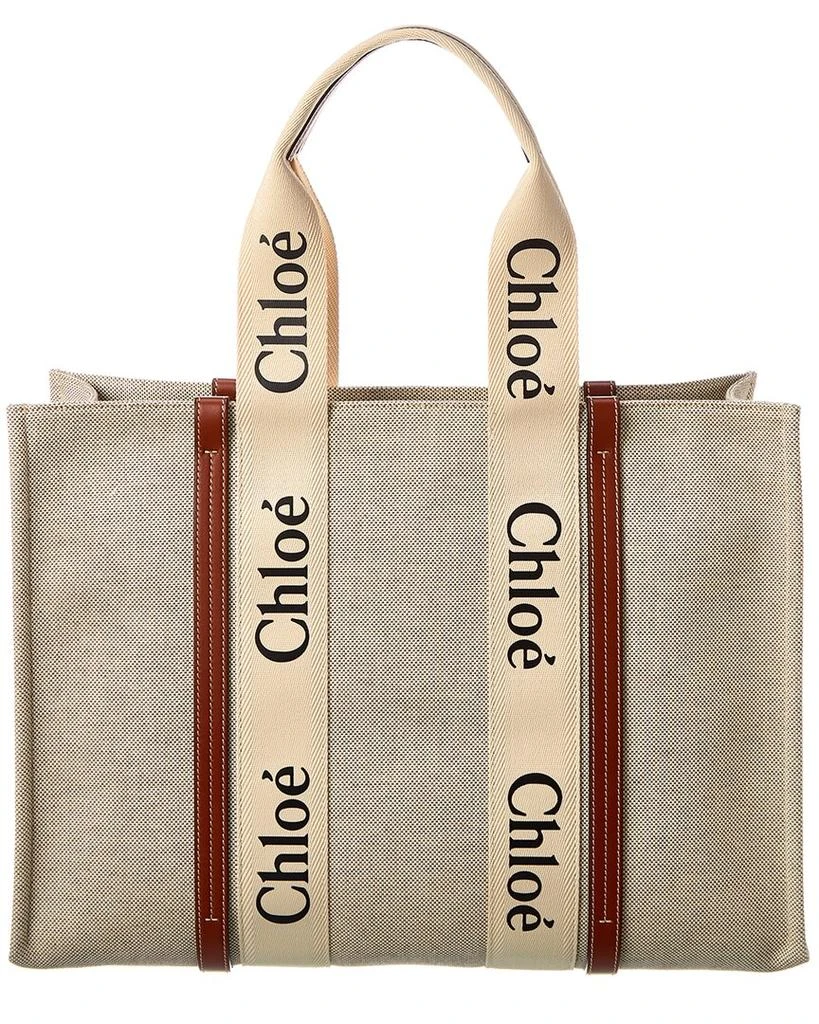 商品Chloé|Chloe Woody Large Canvas & Leather Tote,价格¥8455,第2张图片详细描述