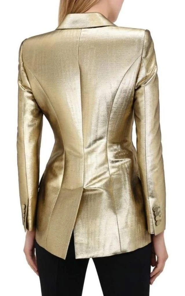 商品Alexander McQueen|Gold Metallic Moiré Jacket,价格¥11323,第4张图片详细描述