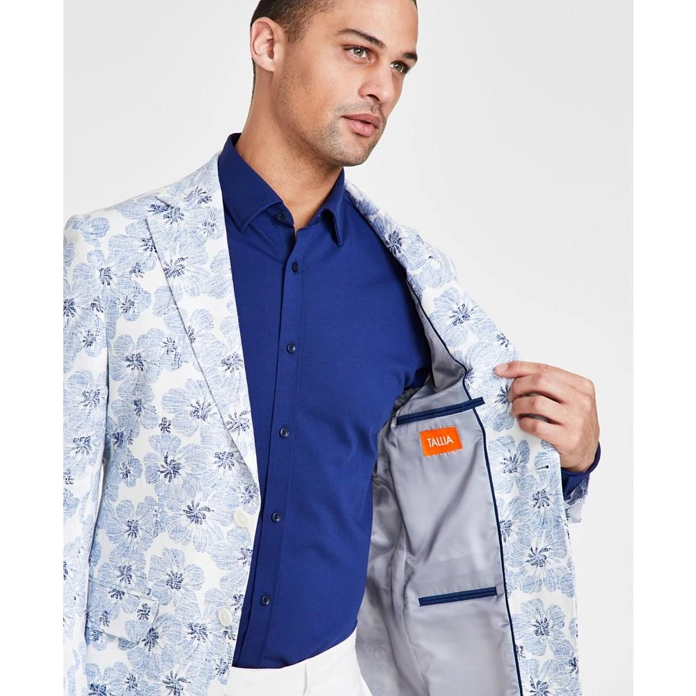 商品Tallia|Men's Slim-Fit White Floral Sport Coat,价格¥569,第4张图片详细描述