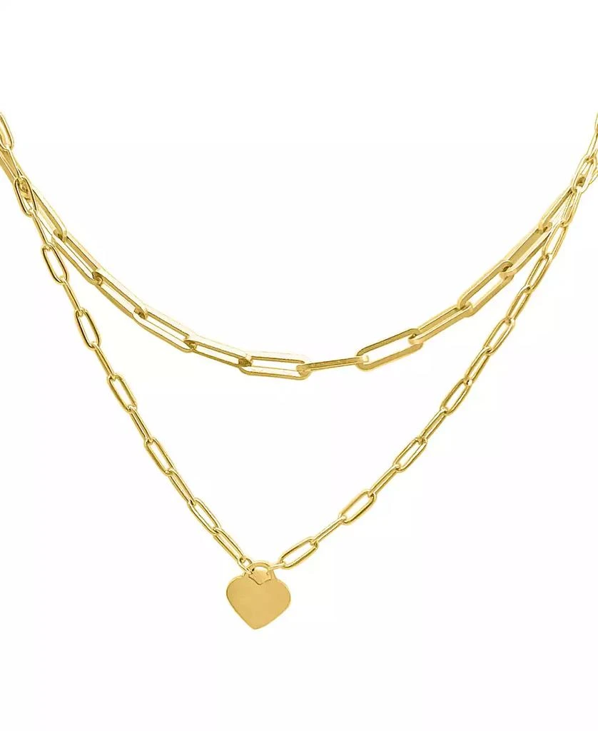 商品ADORNIA|Layered Paper Clip Chain Heart Pendant Necklace,价格¥220,第1张图片
