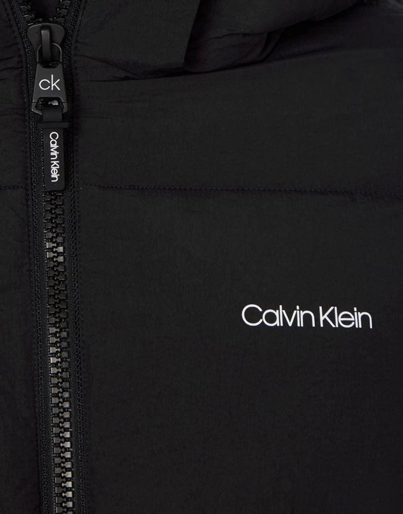 商品Calvin Klein|Calvin Klein crinkle nylon detatchable hood puffer acket in black,价格¥2020,第3张图片详细描述