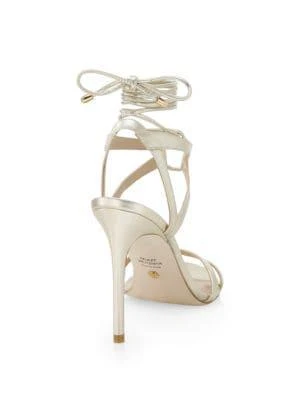商品Stuart Weitzman|Soiree Metallic Leather Lace-Up Sandals,价格¥1266,第3张图片详细描述