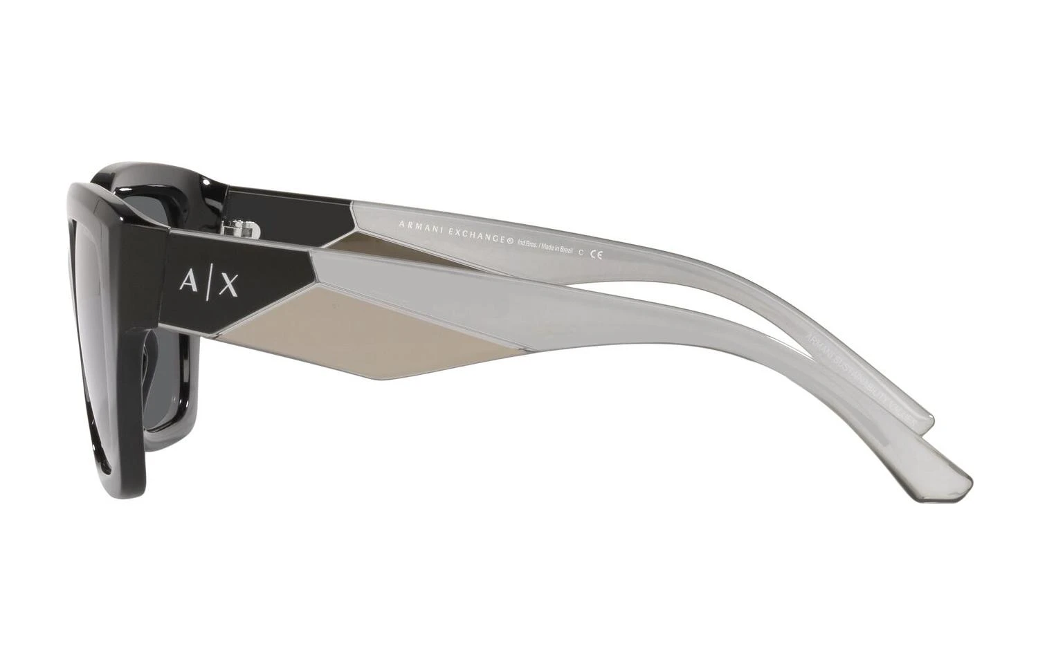 商品[国内直发] Armani Exchange|AE 全框镜腿字母 板材镜架 方形 太阳眼镜 男款 哑光黑色,价格¥1049,第5张图片详细描述
