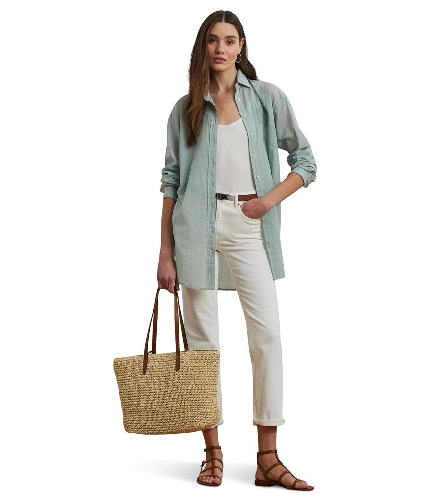 商品Ralph Lauren|Petite Oversize Striped Cotton Voile Shirt,价格¥1042,第4张图片详细描述