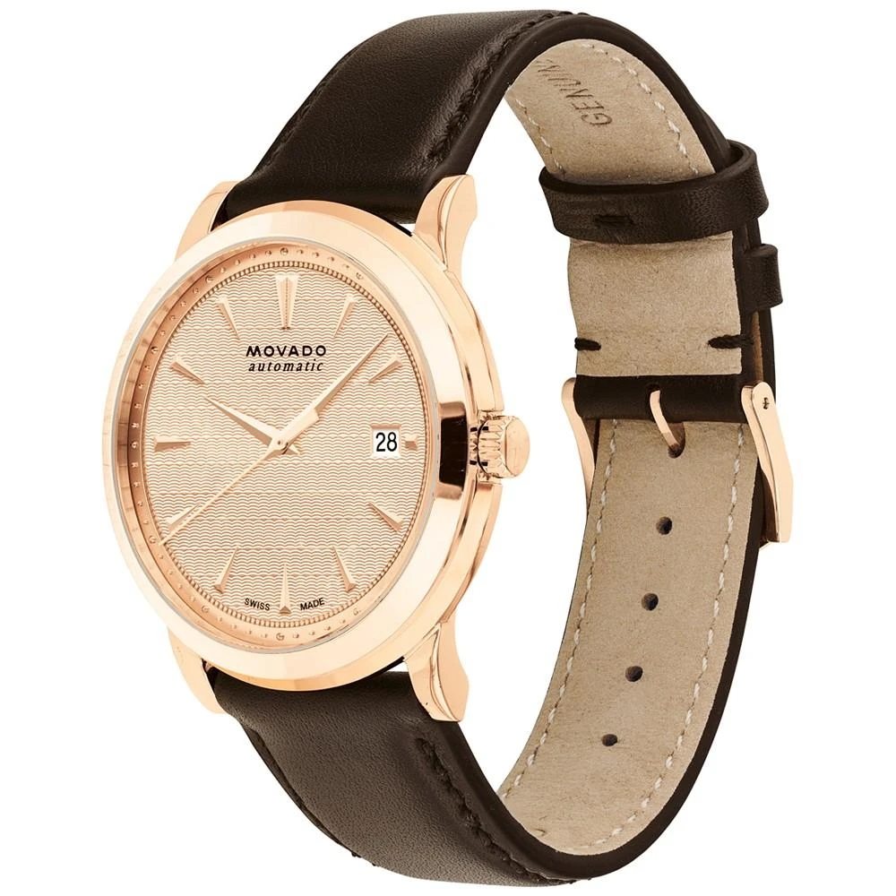 商品Movado|Men's Swiss Automatic Heritage Brown Leather Strap Watch 40mm,价格¥14981,第2张图片详细描述