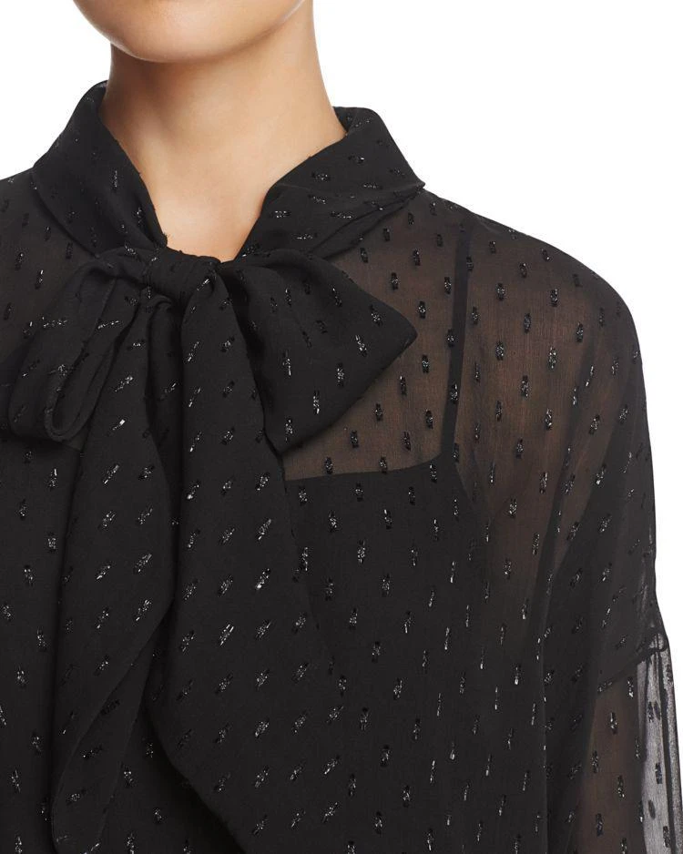 商品Theory|Metallic Silk Tie-Neck Blouse,价格¥630,第3张图片详细描述