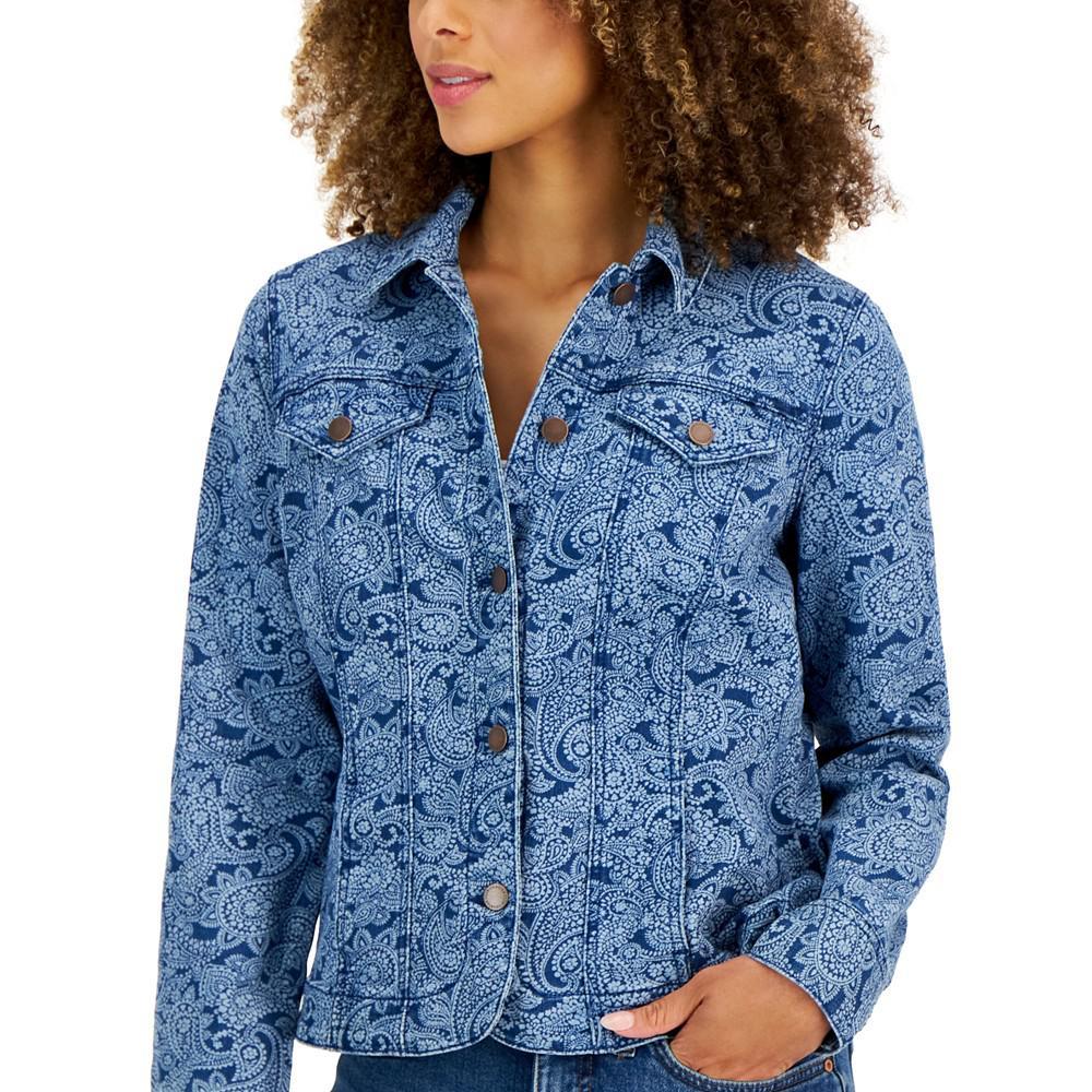 商品Charter Club|Women's Paisley Denim Jacket, Created for Macy's,价格¥571,第5张图片详细描述