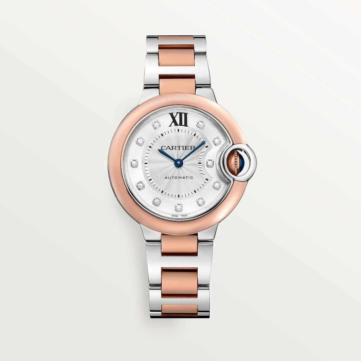 商品Cartier|【预售】 卡地亚 24秋冬 女士 腕表 BALLON BLEU DE CARTIER卡地亚蓝气球腕表 33毫米 玫瑰K金 - 精钢色 自动上链 W3BB0021,价格¥107443,第1张图片
