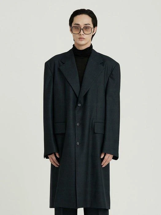 商品sunnus|Wool Three Button Oversized Coat Blue,价格¥3807,第5张图片详细描述