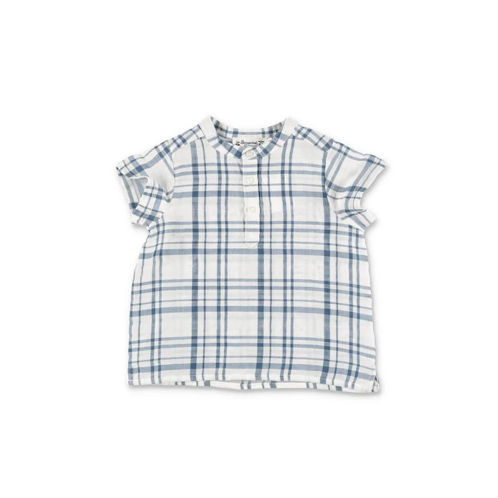 商品Bonpoint|Camicia Check Bianca E Blu In Misto Lino E Cotone Baby Boy,价格¥621,第1张图片