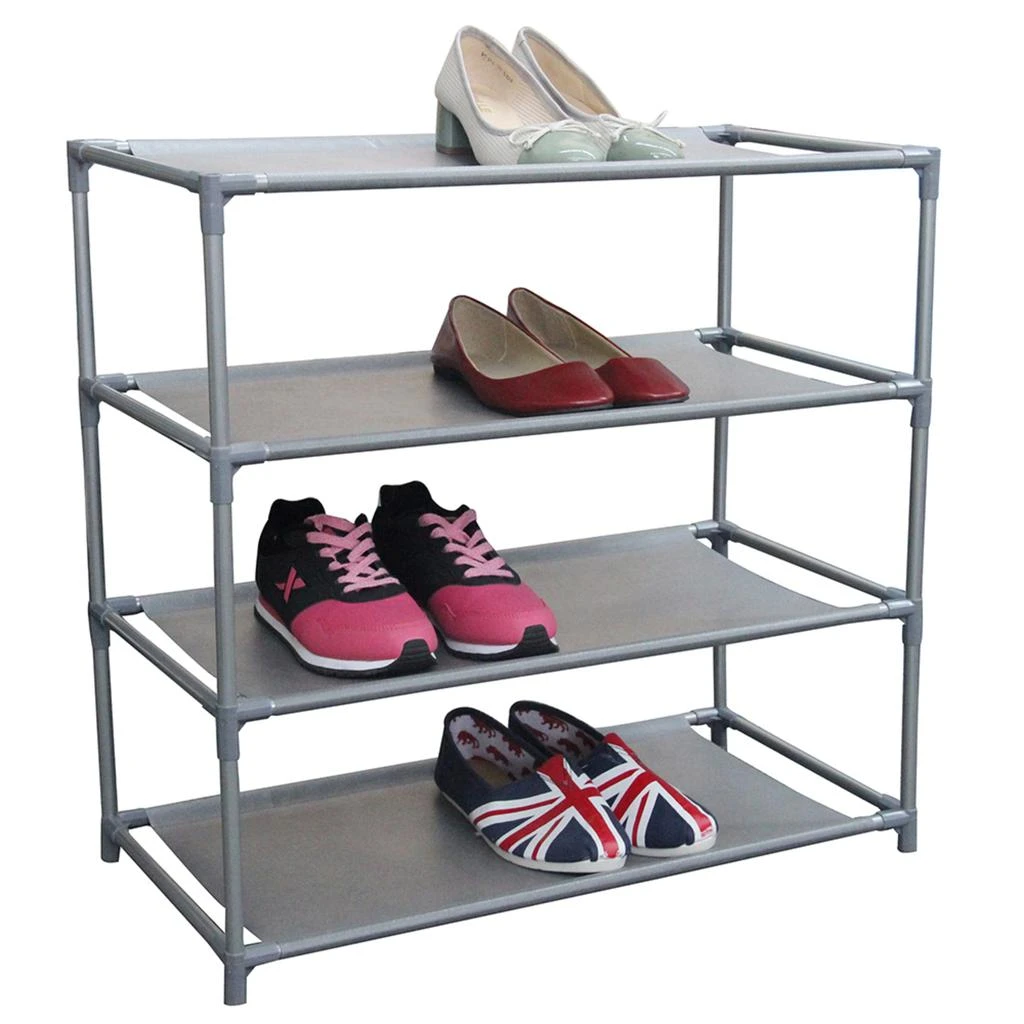 商品Home Basics|Home Basics 12 Pair Non-Woven Multi-Purpose Stackable Free-Standing Shoe Rack, Grey,价格¥135,第1张图片