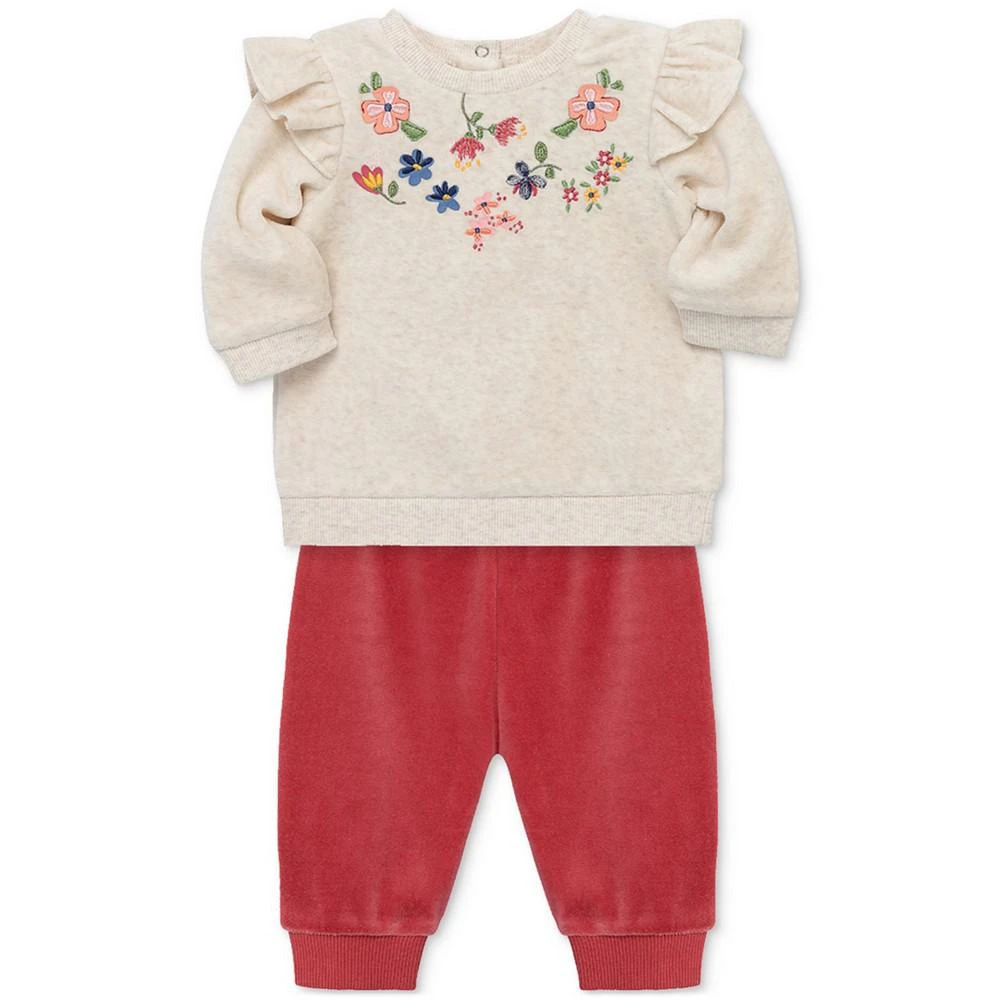 商品Little Me|Baby Girls Wildflowers 2-Pc. Velour Top & Pants Set,价格¥143,第3张图片详细描述