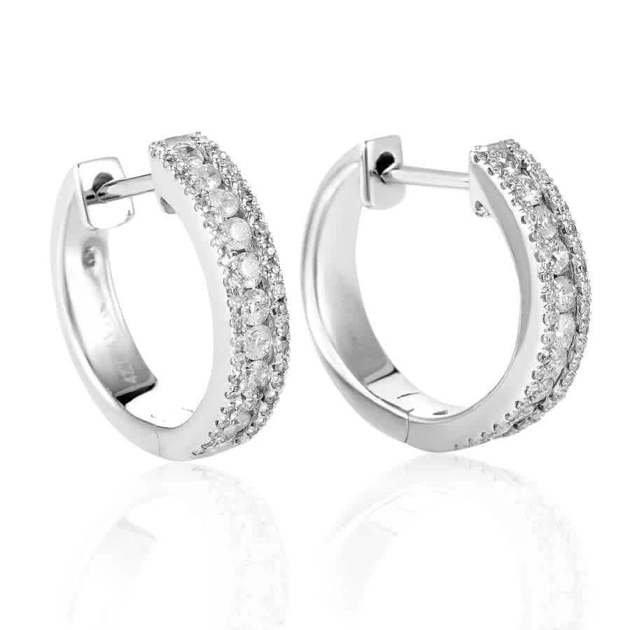 商品LB Exclusive|Women s 14K White Gold Diamond Hoop Earrings,价格¥5087,第2张图片详细描述