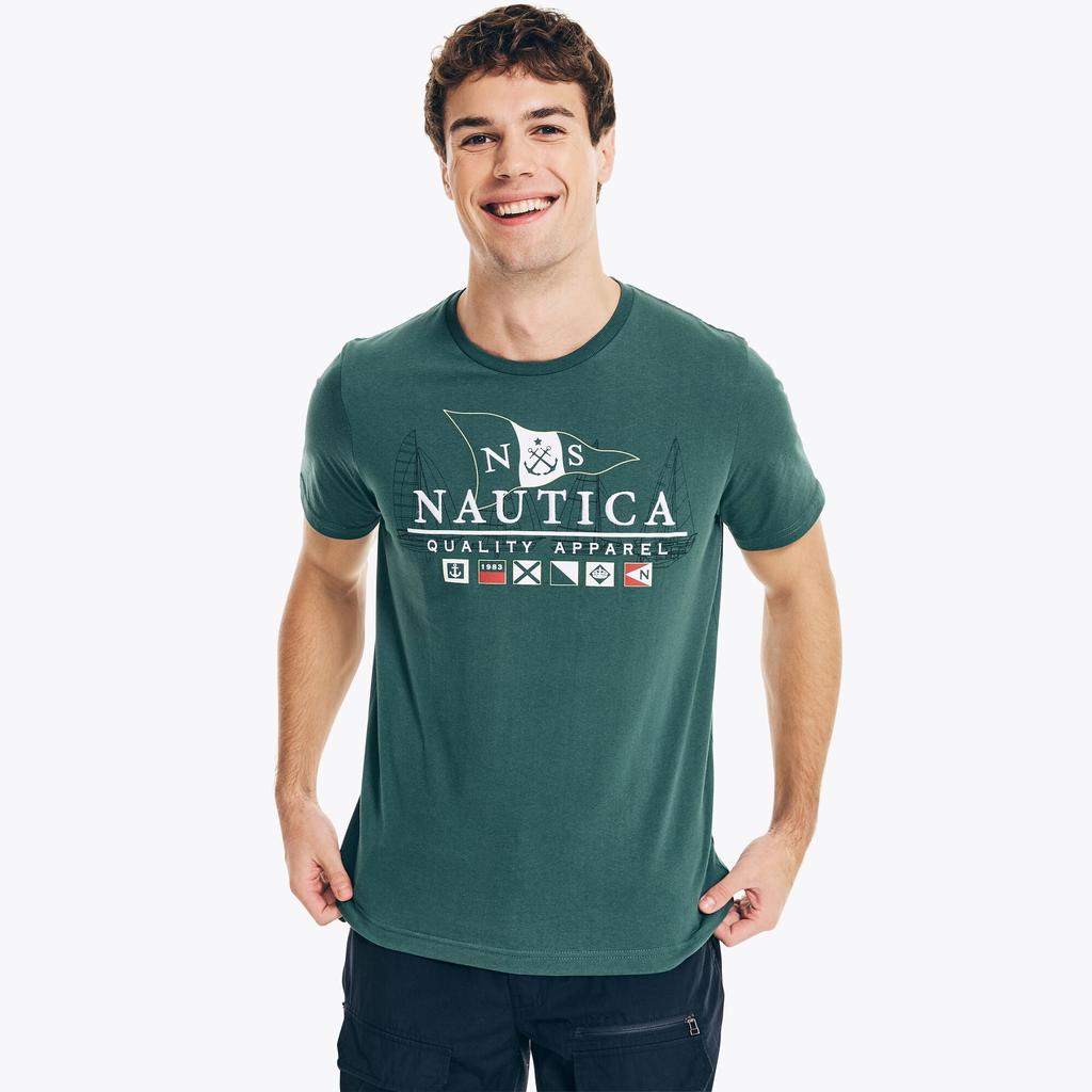 Nautica Mens Logo Flags Graphic T-Shirt商品第1张图片规格展示