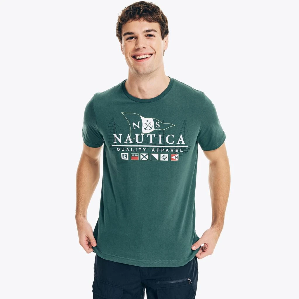 商品Nautica|Nautica Mens Logo Flags Graphic T-Shirt,价格¥72,第1张图片