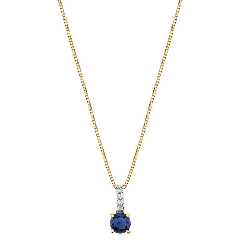 商品Macy's|Sapphire (1/3 ct. t.w.) & Diamond Accent 18" Pendant Necklace in 14k Gold,价格¥2106,第1张图片
