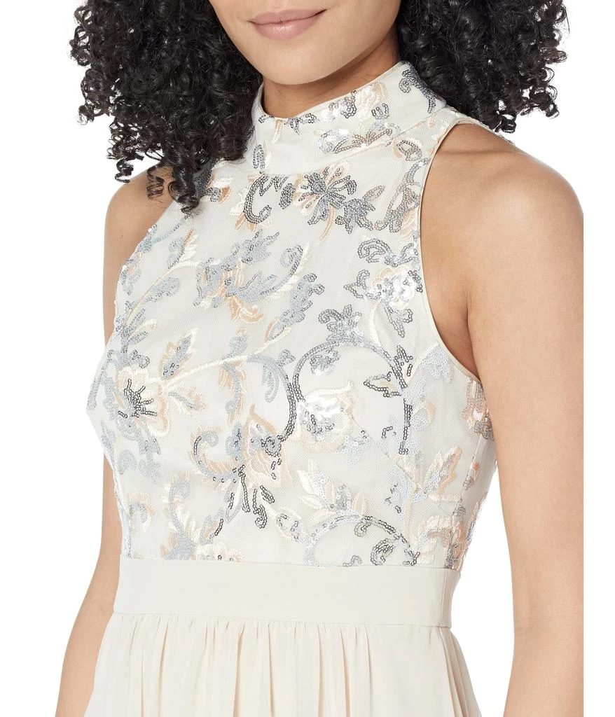 商品Vince Camuto|High Neck Haltered Sequin Top Gown with High-Low Chiffon Skirt,价格¥1861,第3张图片详细描述