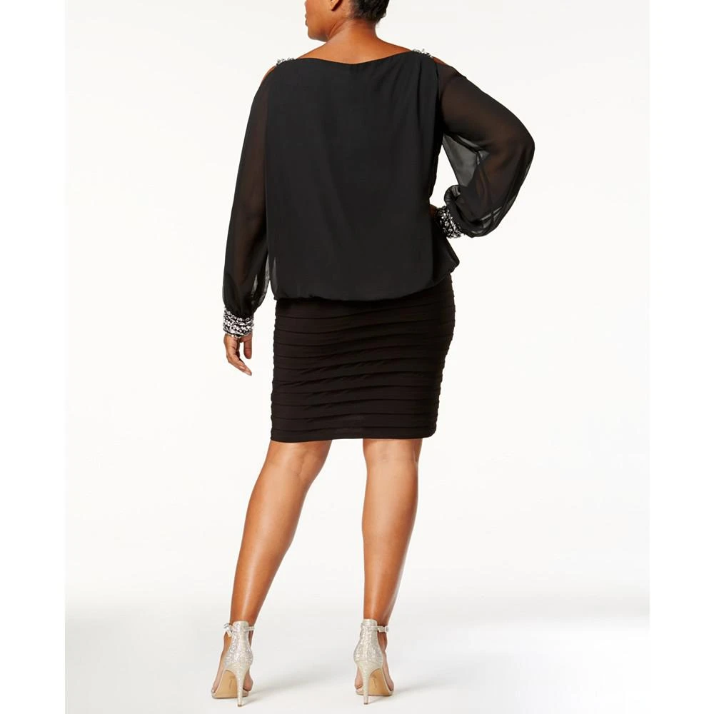 Plus Size Cold-Shoulder Embellished Blouson Dress 商品