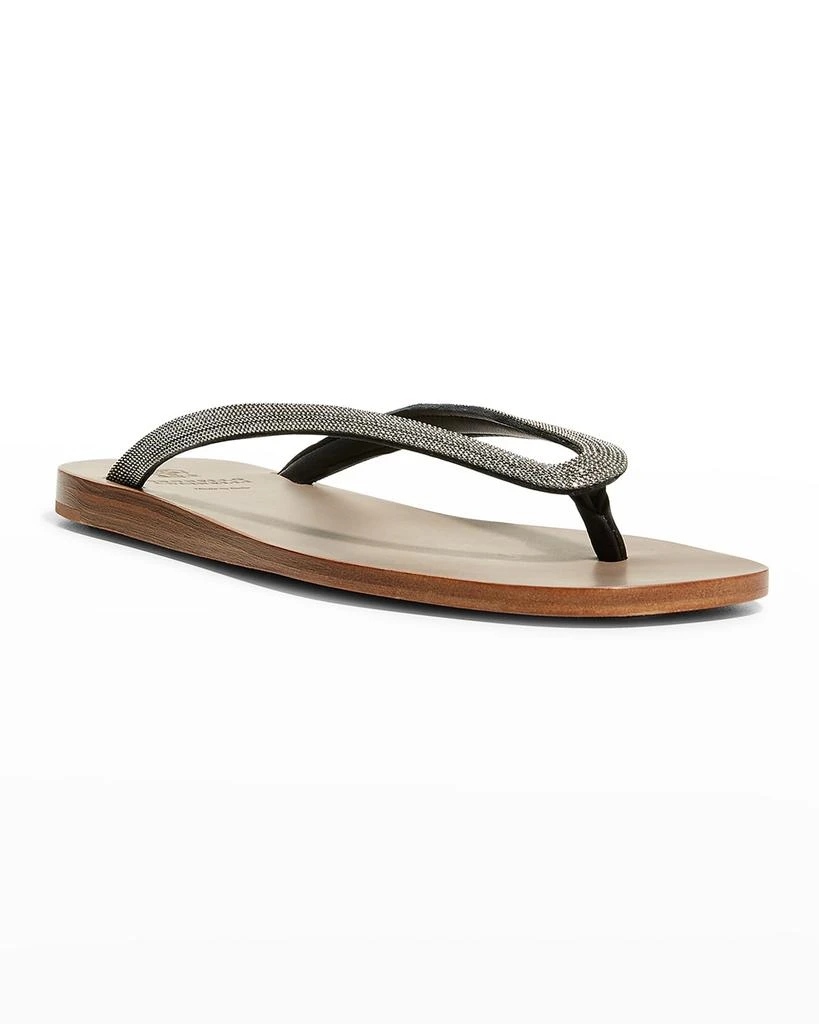 商品Brunello Cucinelli|Monili Leather Thong Sandals,价格¥3256,第2张图片详细描述